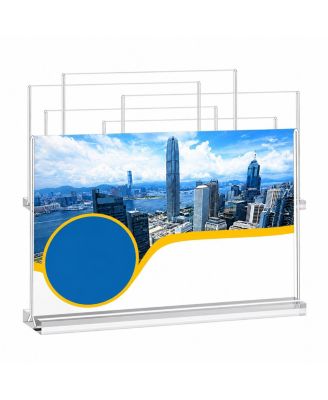 6 Pack Horizontal Double Sided Clear Plastic Sign Holder Table Stand For Office Store Restaurant Organizer
