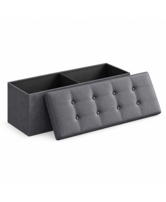 43 in Folding Storage Ottoman Bench with Padded Leather Top and 35 Gal Interior