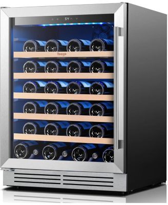 24" Wine Refrigerator 5.12 Cu.ft Cooler Single Zone Under Counter Left Hinge Fridge,40degree(s)F-65degree(s)F Wine Fridge,Freestanding/Built-in