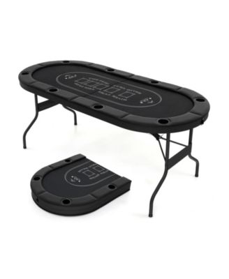 72-inches Foldable Poker Table for 8 Players with Cup Holders