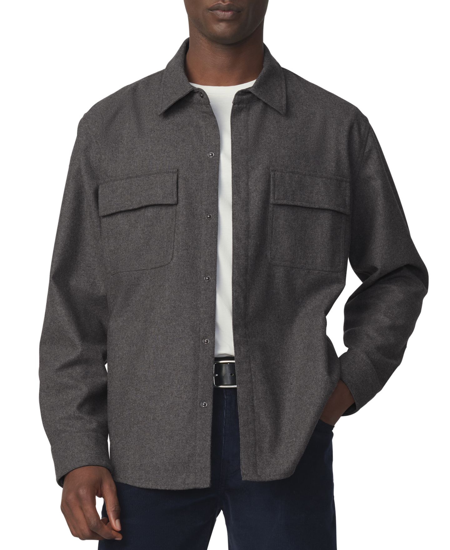 Мужская рубашка Joe's Jeans Long-Sleeve Regular-Fit Wool-Blend Overshirt, цвет: Серый — фото 1