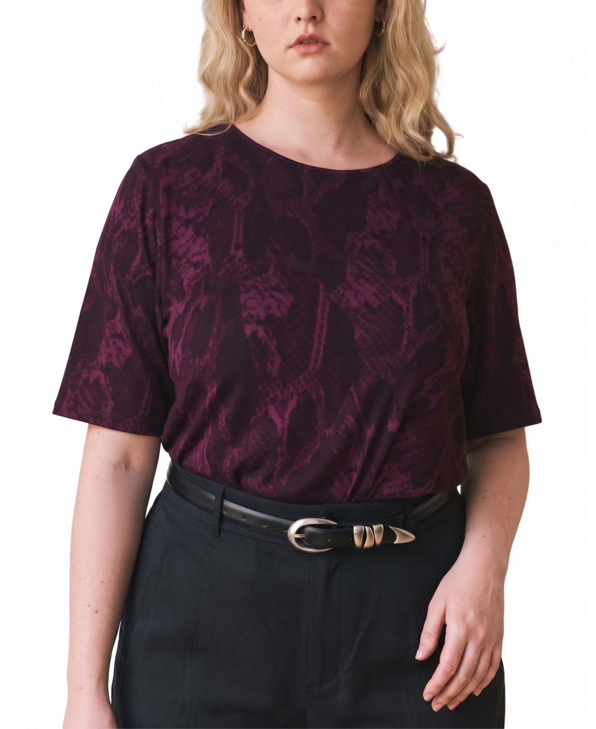 Lily Liquid Jersey Crew Neck Stovepipe Tee - Gamay Serpent Print - M_18-20 / Gamay Serpent Print
