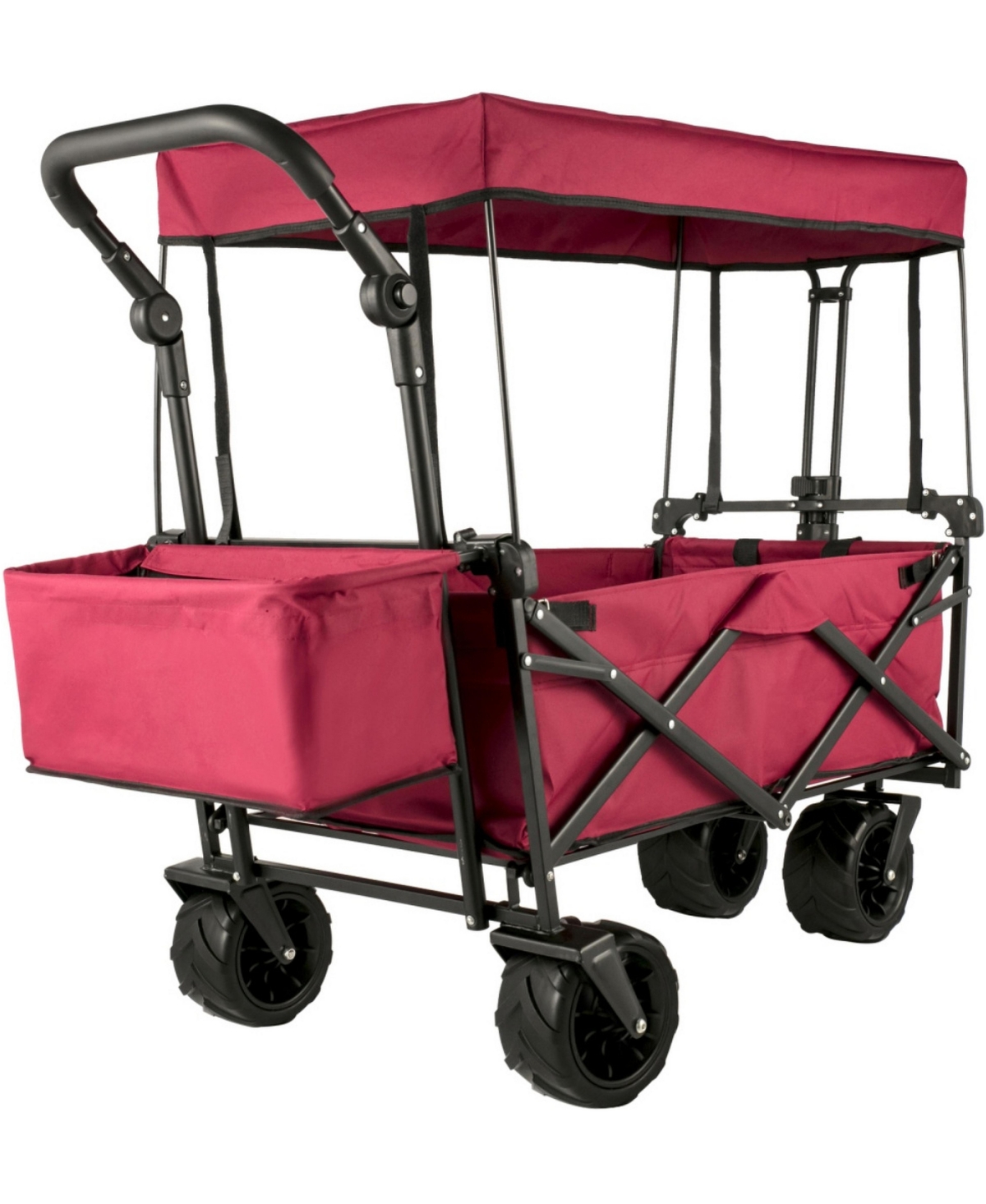 ECHTPeak Extra Large Collapsible Folding Wagon Cart with Removable Canopy and Rear Storage,All Terrain Utility Wagon for Camping Grocery Shopping
