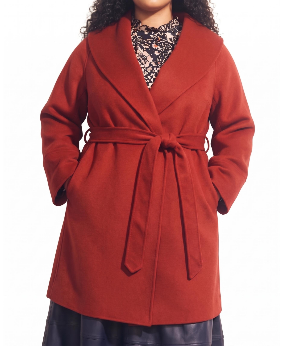 Universal Standard Plus Size Asha Double Face Wool-Blend Coat - Rustic red