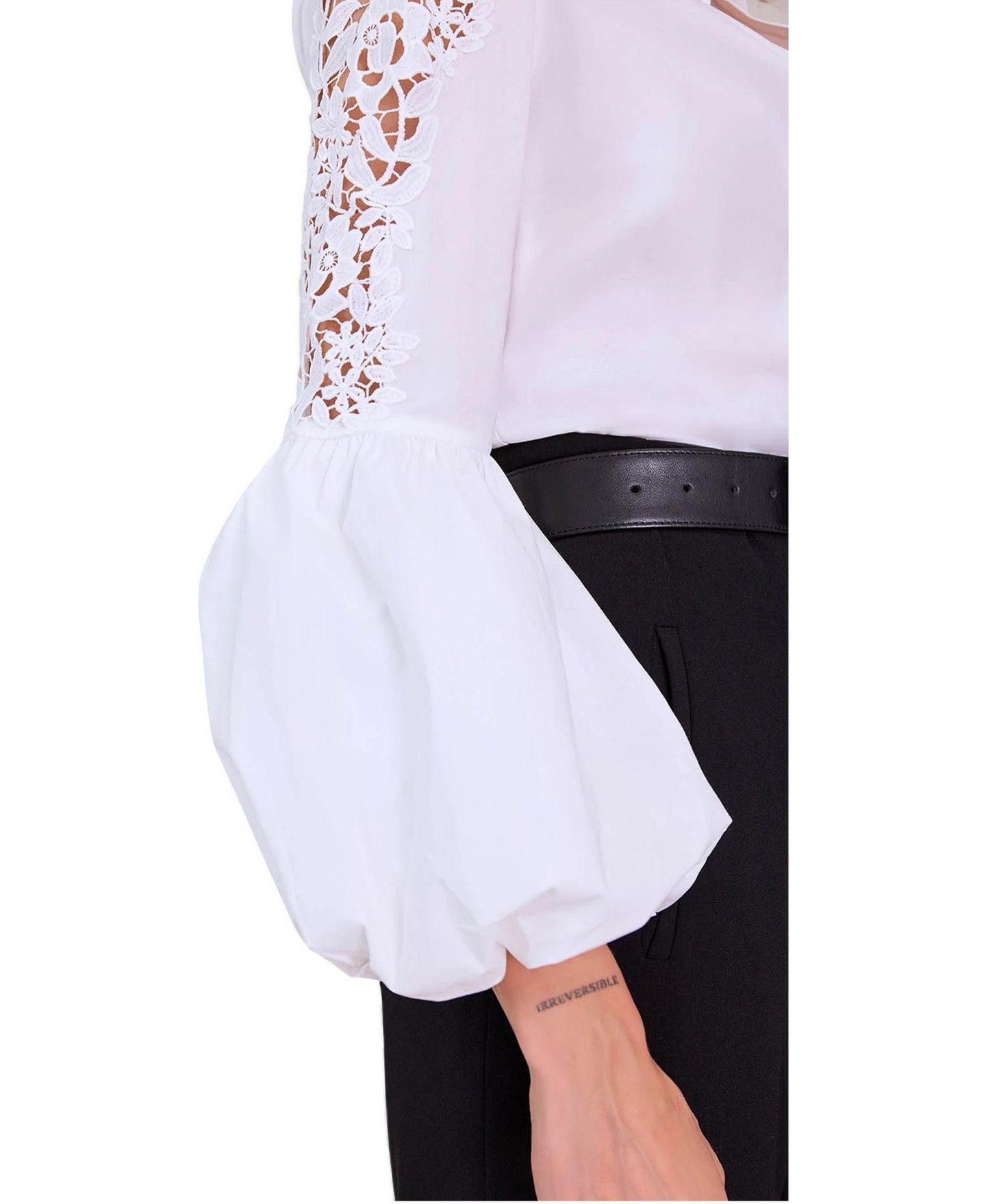 Женская блузка Anne Fontaine Laora Balloon-Sleeve Floral-Embroidery, цвет: Белый — фото 3