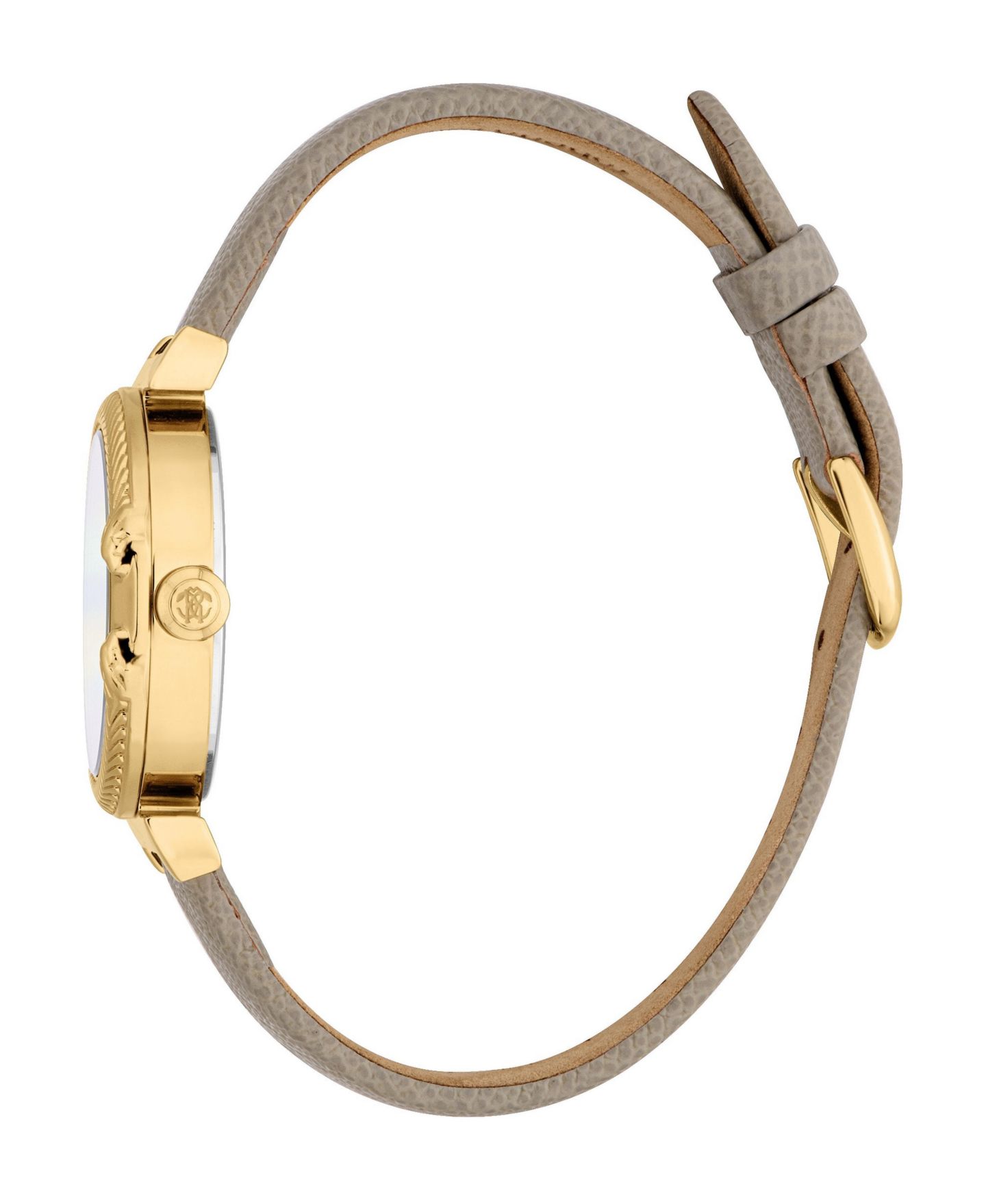 Женские часы Roberto Cavalli Quartz Grey Leather Strap Watch, цвет: Золотой — фото 3