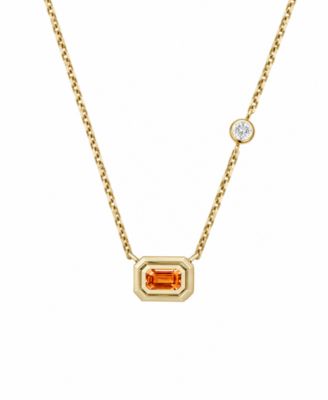 Orange Sapphire (3/8 ct. t.w.) and Diamond (1/20 ct. t.w.) Pendant Necklace in 14k Gold