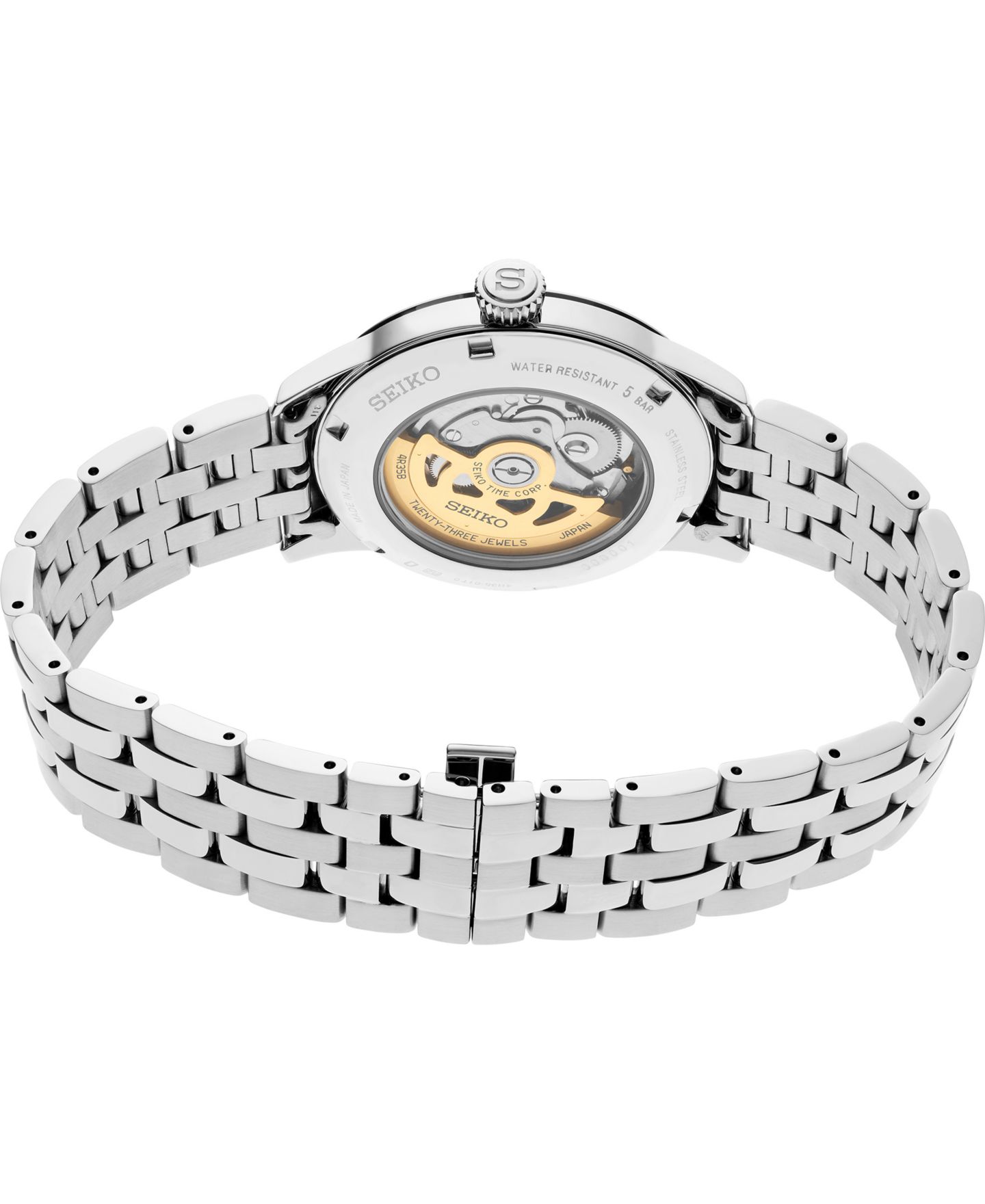 Мужские часы Seiko Presage Cocktail Time Silver-Tone Stainless Steel Bracelet Watch 40.5mm — фото 3