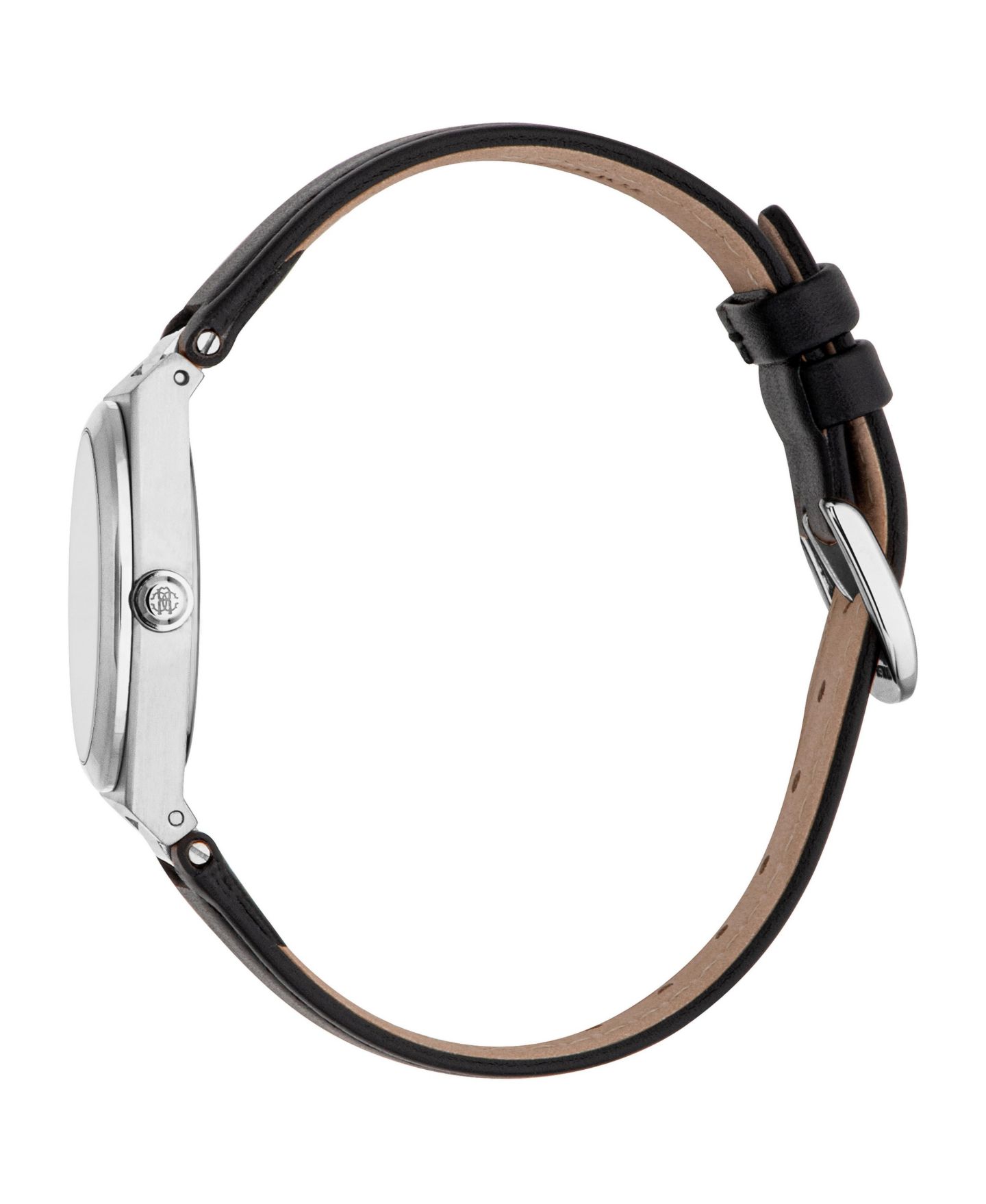 Женские часы Roberto Cavalli Quartz Black Leather Strap Watch, 30mm, цвет: Серебряный — фото 2