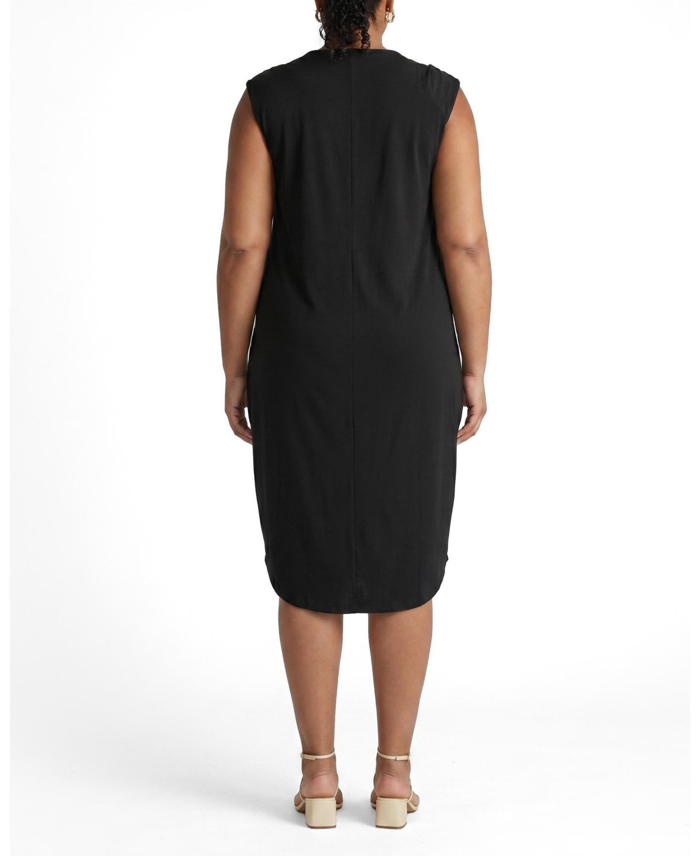 Женское платье Universal Standard Plus Size Asymmetric Shoulder-Knot Sleeveless, цвет: Чёрный — фото 2