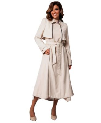 Women's Kim Belted Long Trench Coat with Storm Flaps
