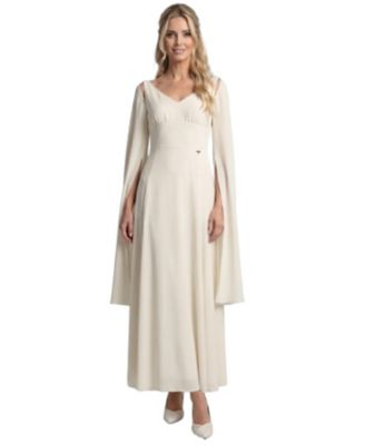 Women's Rebeka Removable Cape Sleeves Empire Waist Chiffon Gown