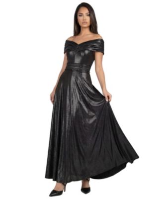 Women's Iris Off-Shoulder Crystal-Set Waist Floor-Length Evening Gown