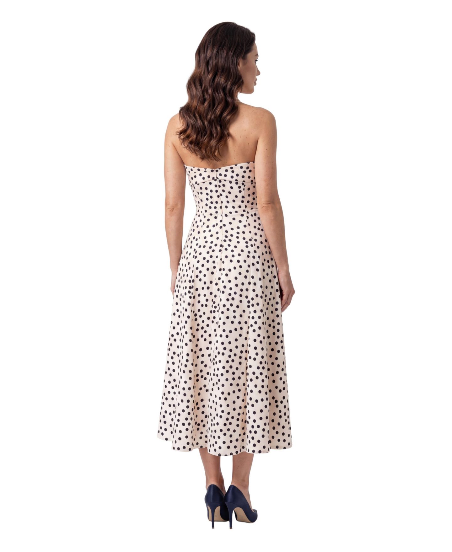 Женское платье Luna Fashion House Melissa Polka-Dot Corset A-Line Satin Midi, цвет: Белый — фото 5