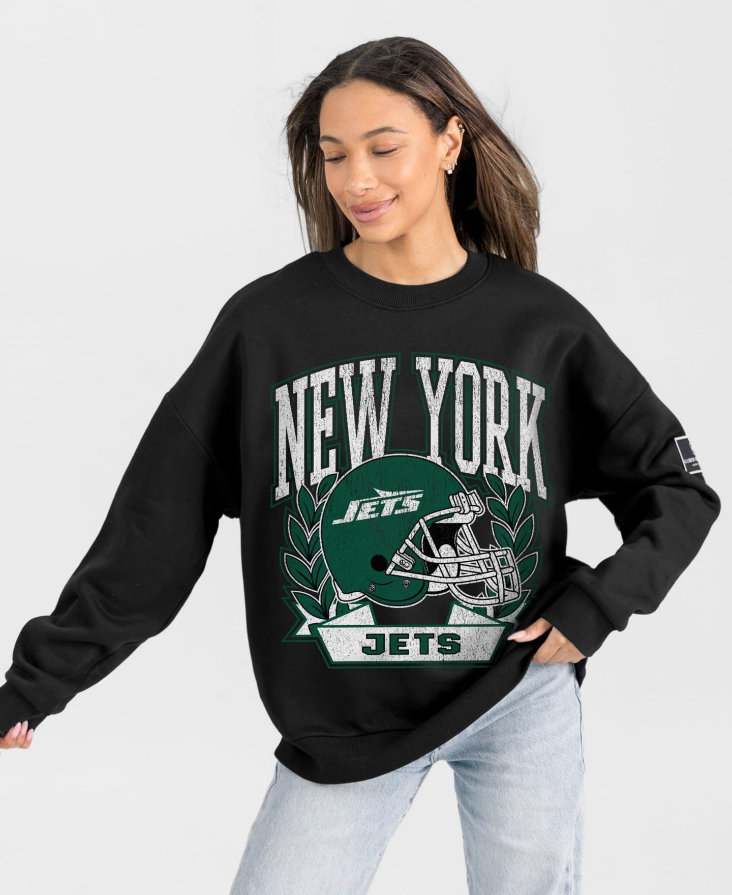 Женская толстовка Gameday Couture Black New York Jets Oversized Victory Lane Black Label Premium Fleece — фото 6