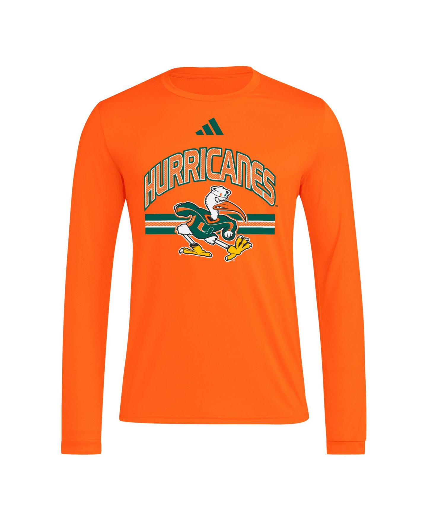 Мужская футболка adidas Orange Miami Hurricanes It's Back Pregame Long-Sleeve — фото 3
