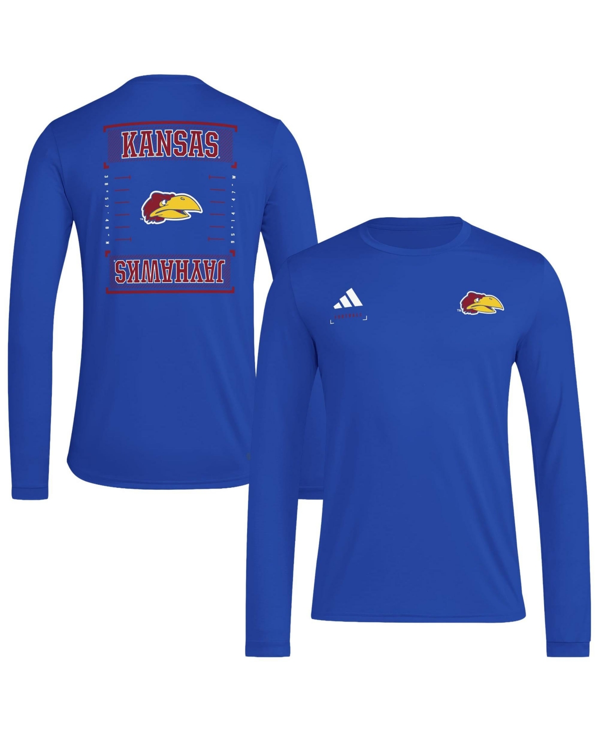 adidas Men's Royal Kansas Jayhawks Locker Football Icon Aeroready Pre-Game Long-Sleeve T-Shirt - Royal