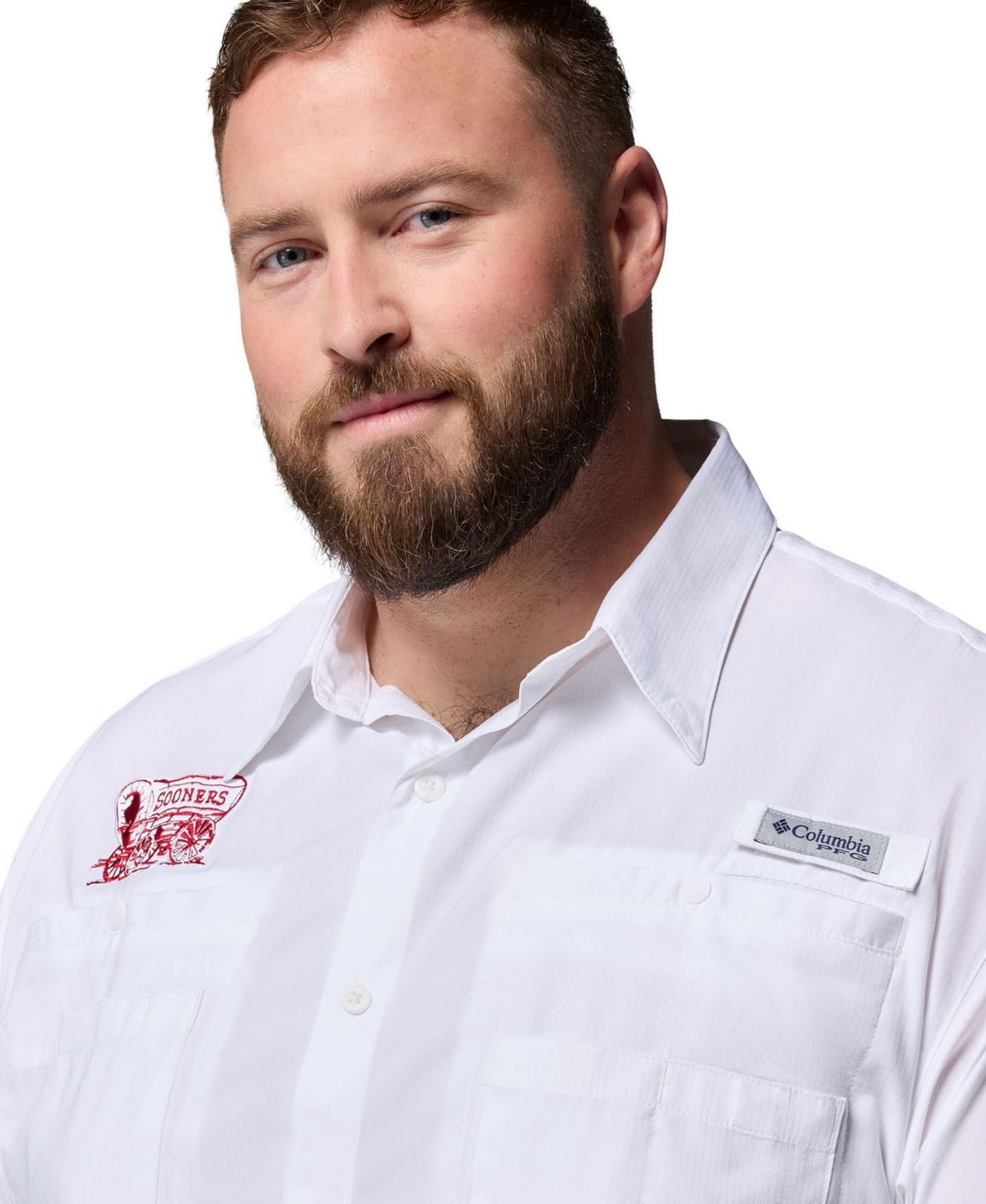 Мужская рубашка Columbia White Oklahoma Sooners Big Tall Tamiami Omni-Shade Button-Down — фото 5