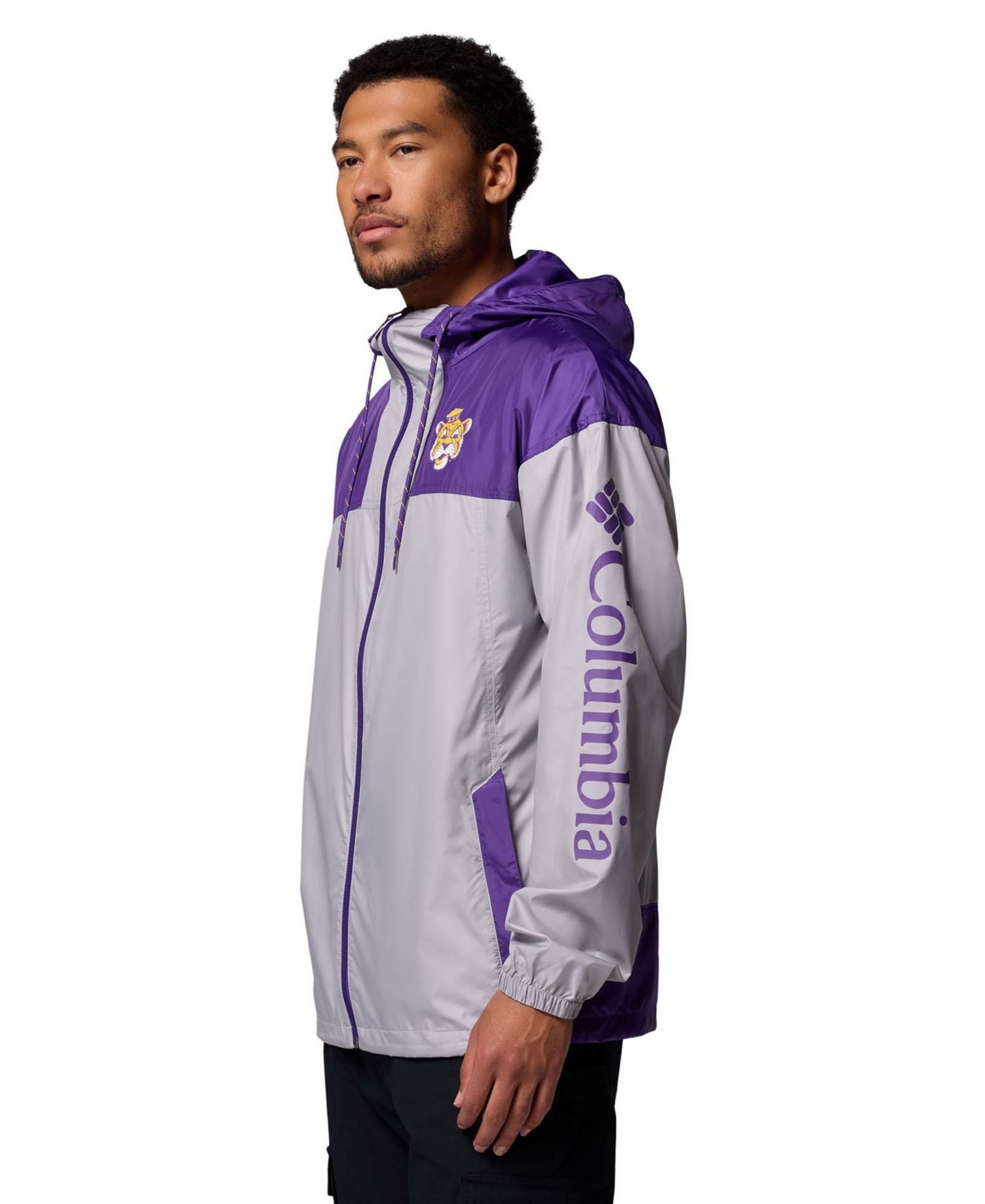 Мужская куртка Columbia Gray LSU Tigers Flash Challenger II Windbreaker — фото 3