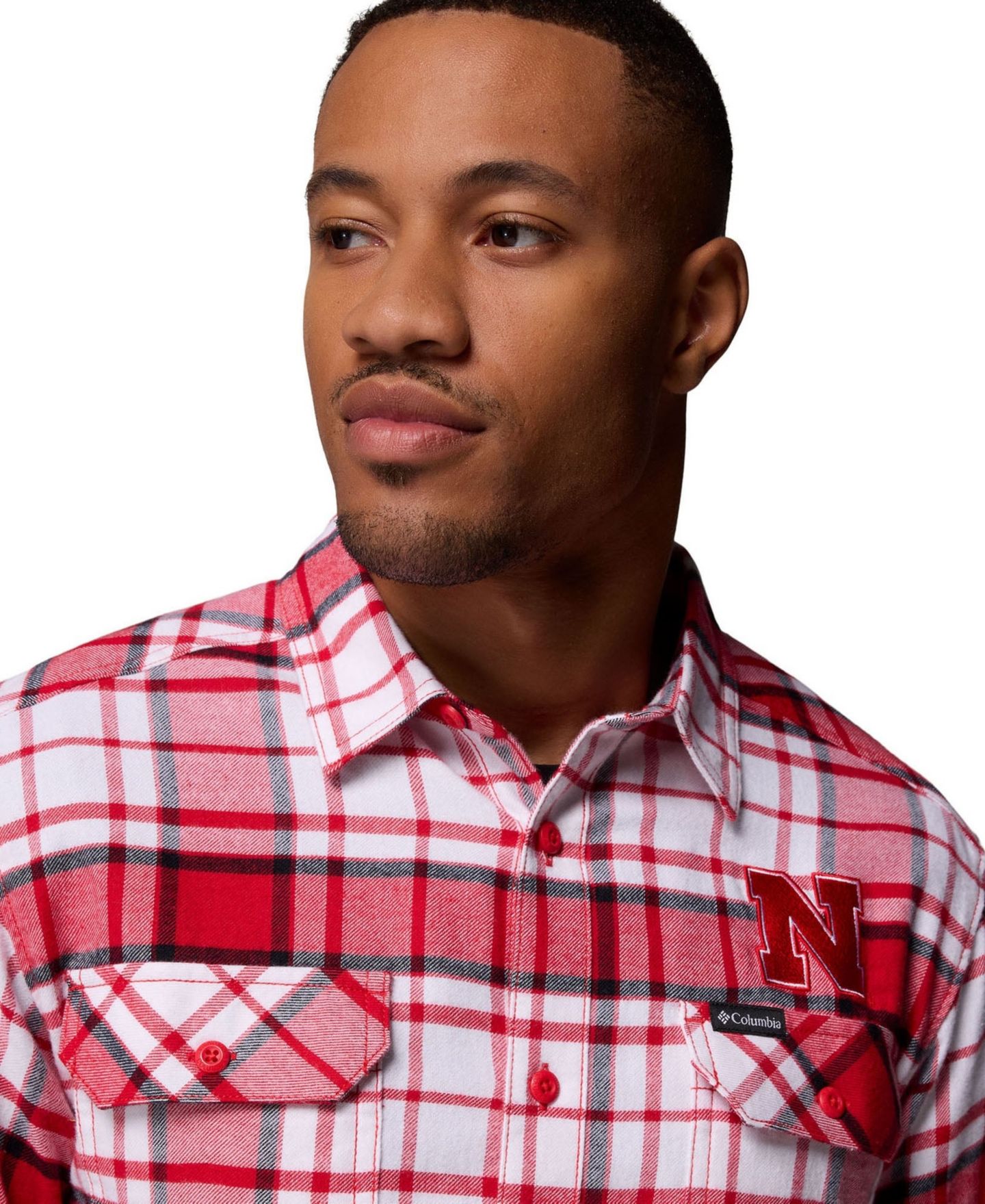 Мужская рубашка Columbia Scarlet Nebraska Huskers Flare Omni-Wick Flannel Long-Sleeve Button-Up — фото 6
