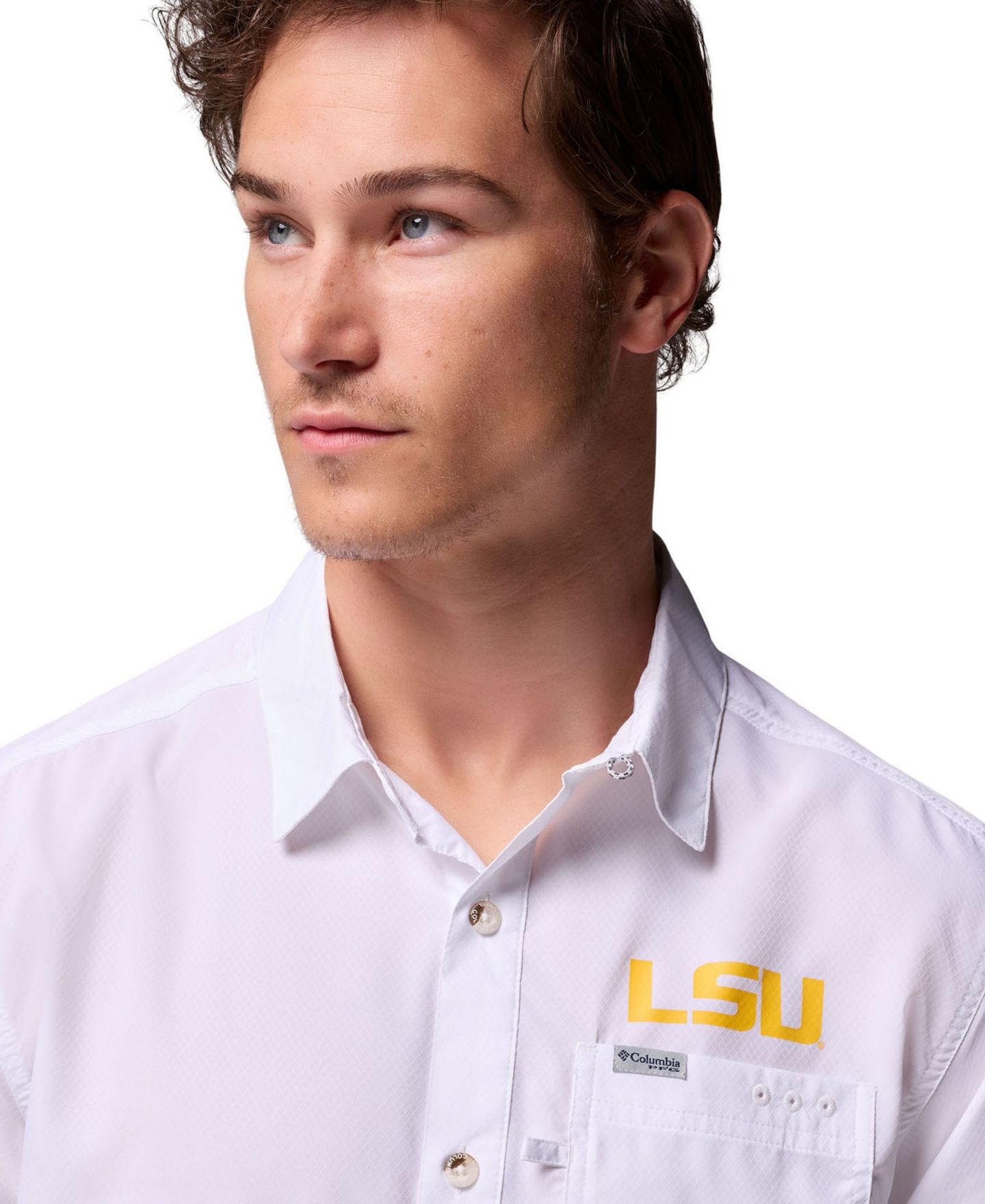 Мужская рубашка Columbia White LSU Tigers Slack Tide Camp Button-Up — фото 5