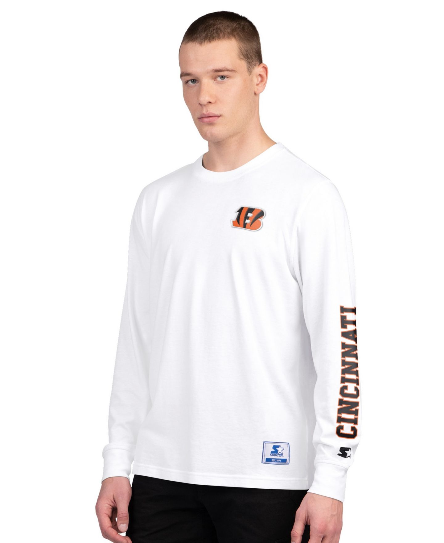 Мужские футболки Starter Black/White Cincinnati Bengals Short-Sleeve Long-Sleeve T-Shirt Combo Pack — фото 5