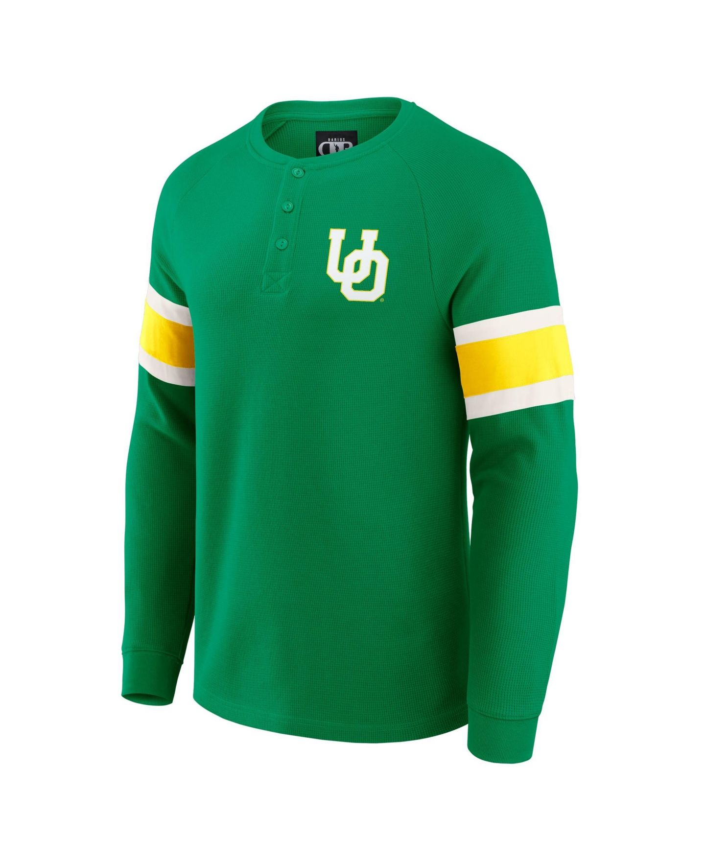 Мужская футболка Darius Rucker Collection By Fanatics Green Oregon Ducks Waffle-Knit Raglan Long-Sleeve Henley — фото 2
