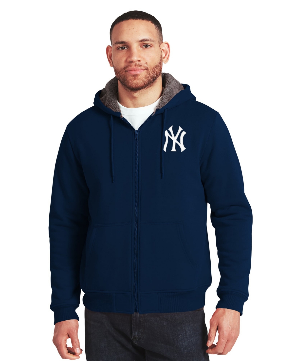 Darius Rucker Collection By Fanatics Men's Navy/Gray New York Yankees Sherpa Lined Full-Zip Sweatshirt - Navy, Gray