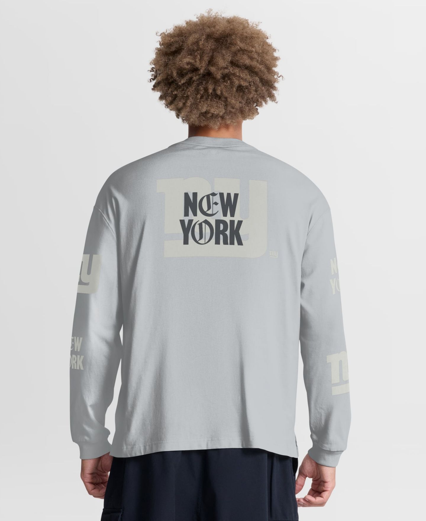 Мужская футболка Fanatics Gray New York Giants Oversized Type Play Long-Sleeve — фото 2