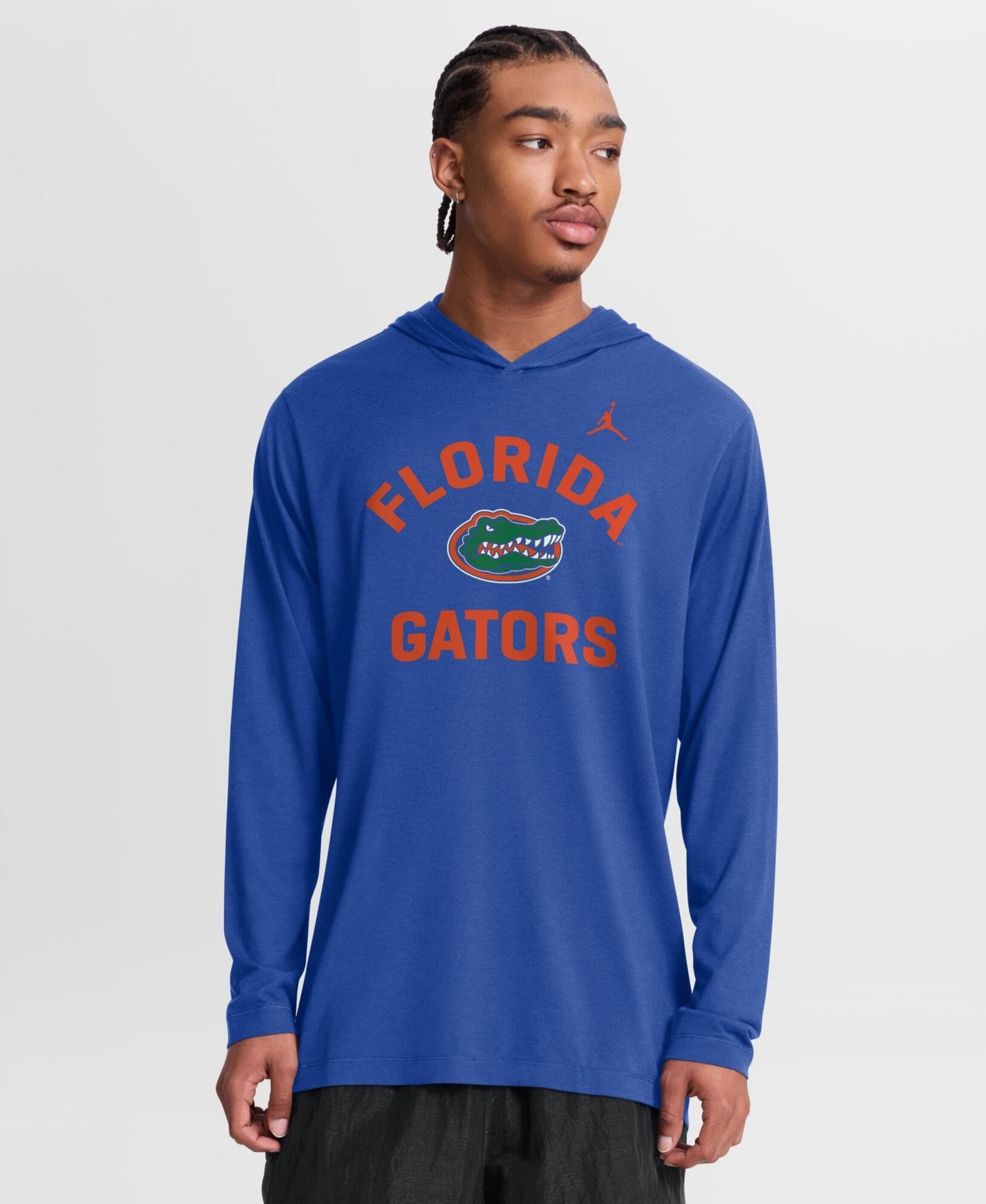 Мужская футболка Jordan Royal Florida Gators Primetime Arch Tri-Blend Dri-FIT Long-Sleeve Hooded — фото 1