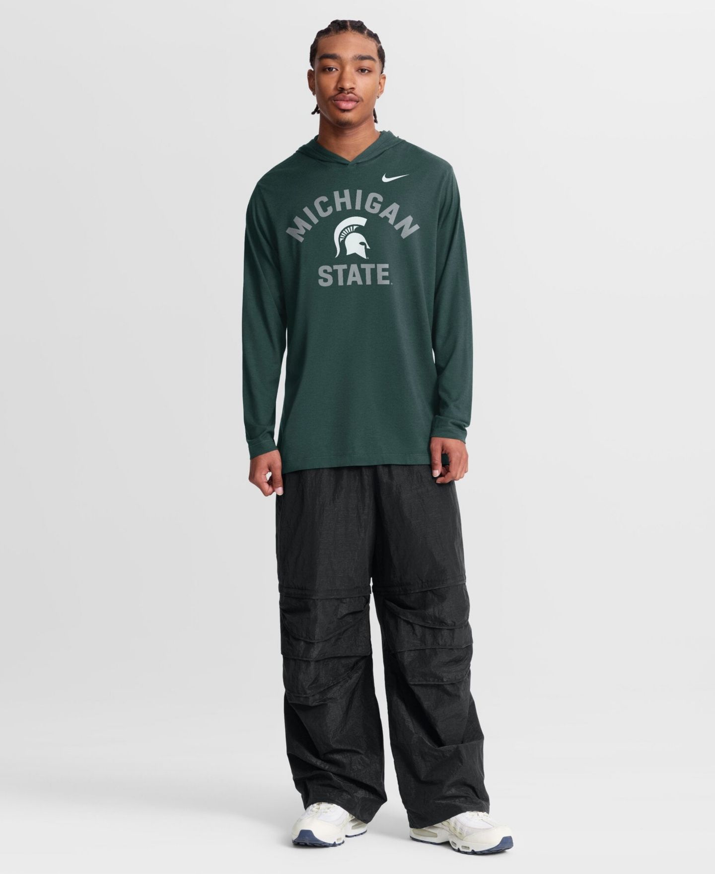 Мужская футболка Nike Green Michigan State Spartans Primetime Arch Tri-Blend Dri-FIT Long-Sleeve Hooded — фото 5