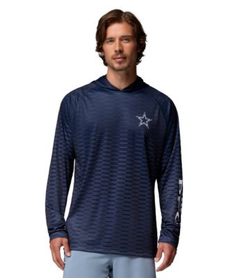Men's Navy Dallas Cowboys Terminal Tackle Gradient Omni-Wick Raglan Long-Sleeve Hoodie Sweatshirt