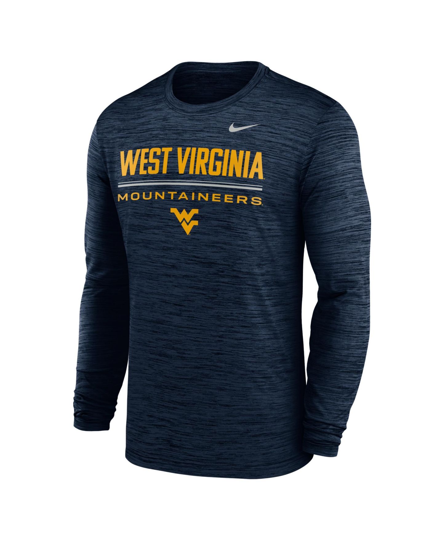 Мужская футболка Nike Navy West Virginia Mountaineers Sideline Velocity Dri-FIT Long-Sleeve — фото 2