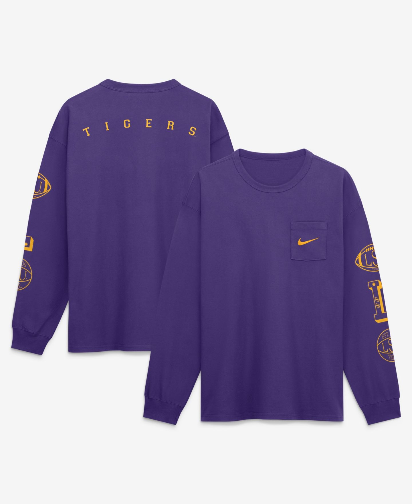 Мужская футболка Nike Purple LSU Tigers Academic Long-Sleeve Pocket — фото 1