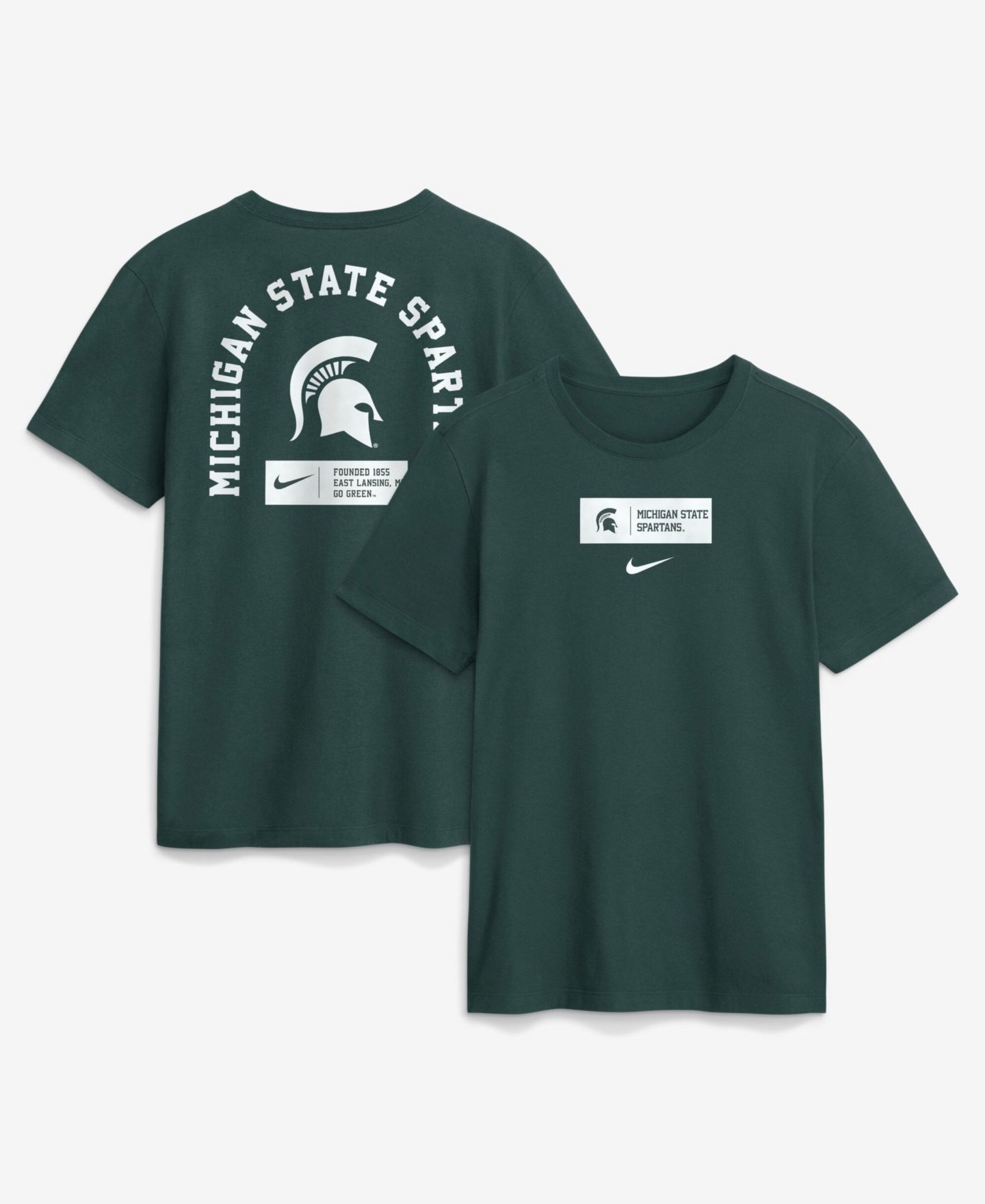 Мужская футболка Nike Green Michigan State Spartans Primetime Crew — фото 1