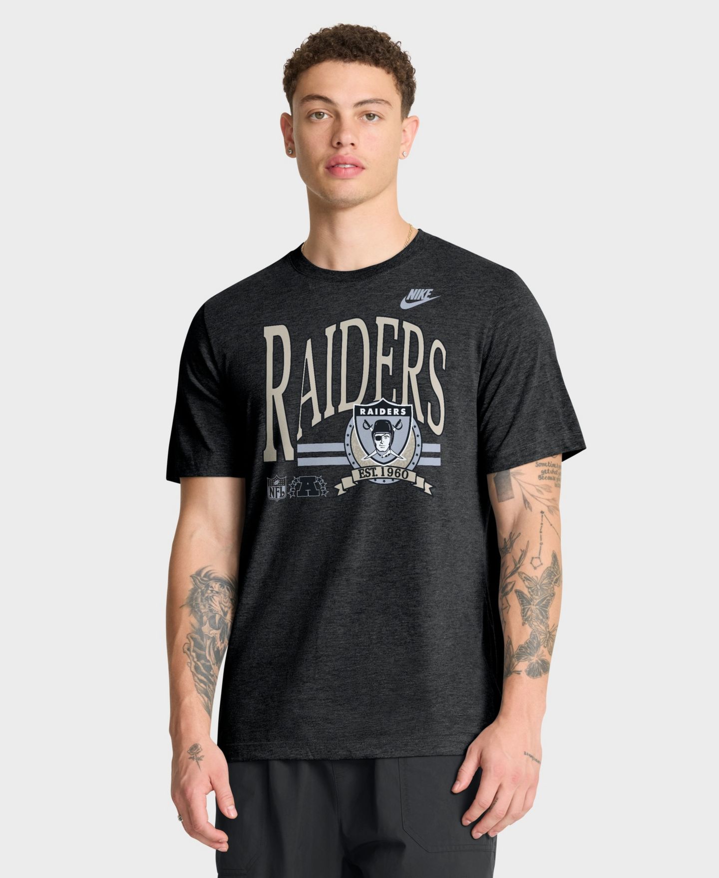 Мужская футболка Nike Heather Black Las Vegas Raiders Rewind Tri-Blend — фото 1
