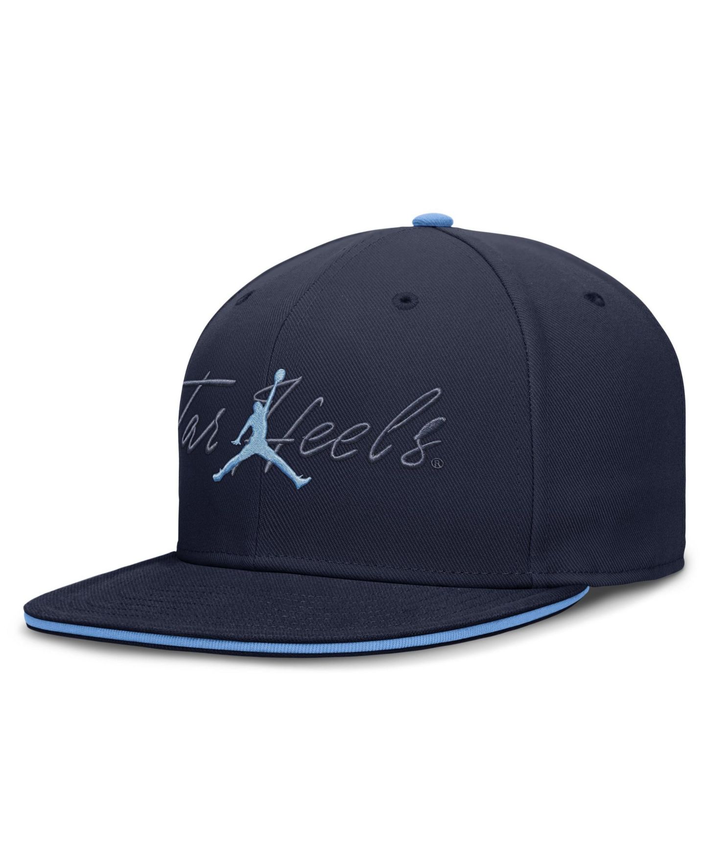 Мужские головные уборы Jordan Navy North Carolina Tar Heels Dri-FIT Primetime Script Fitted Hat — фото 1