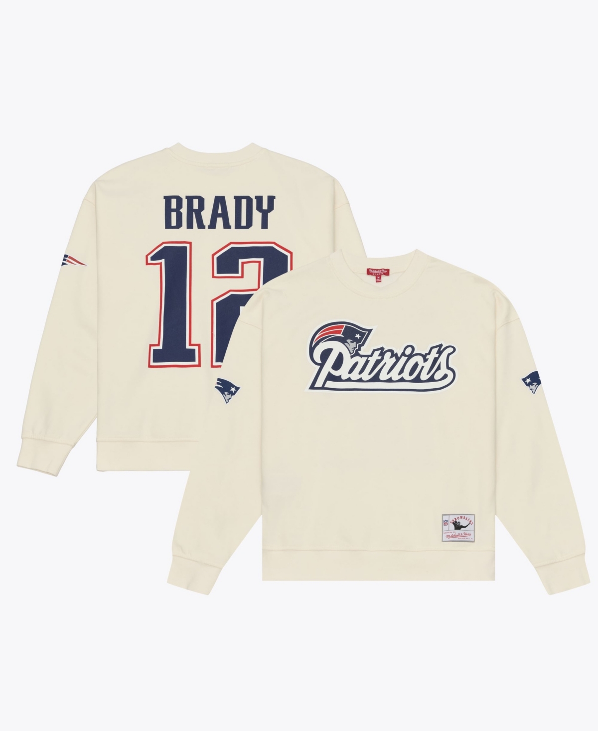 Mitchell & Ness Women's Tom Brady Cream New England Patriots Name & Number Sweatshirt - Cream