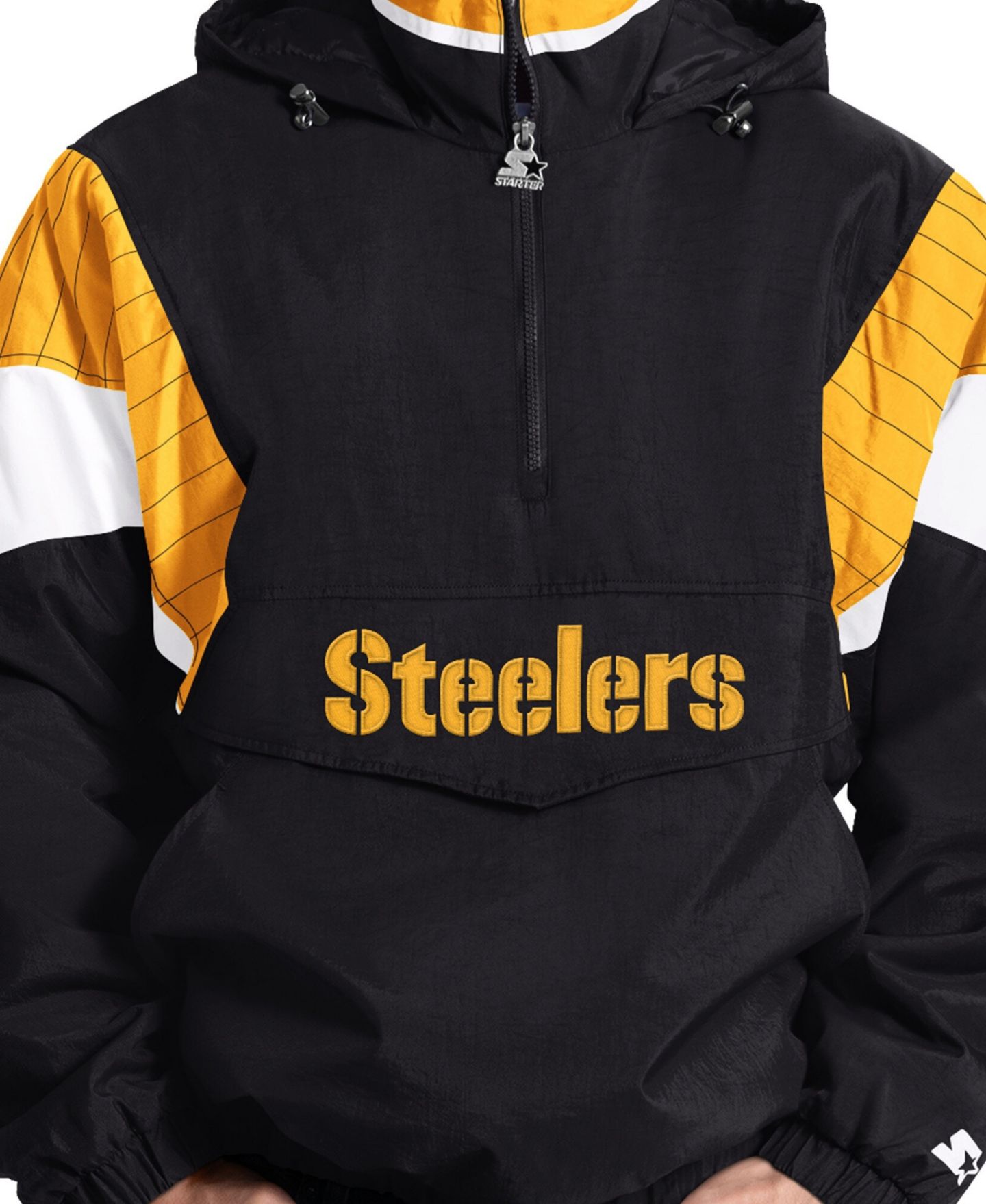 Мужская куртка Starter Black Pittsburgh Steelers The Throwback Half-Zip Hooded — фото 5