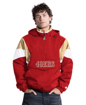 Men's Scarlet San Francisco 49ers The Throwback Half-Zip Hooded Jacket