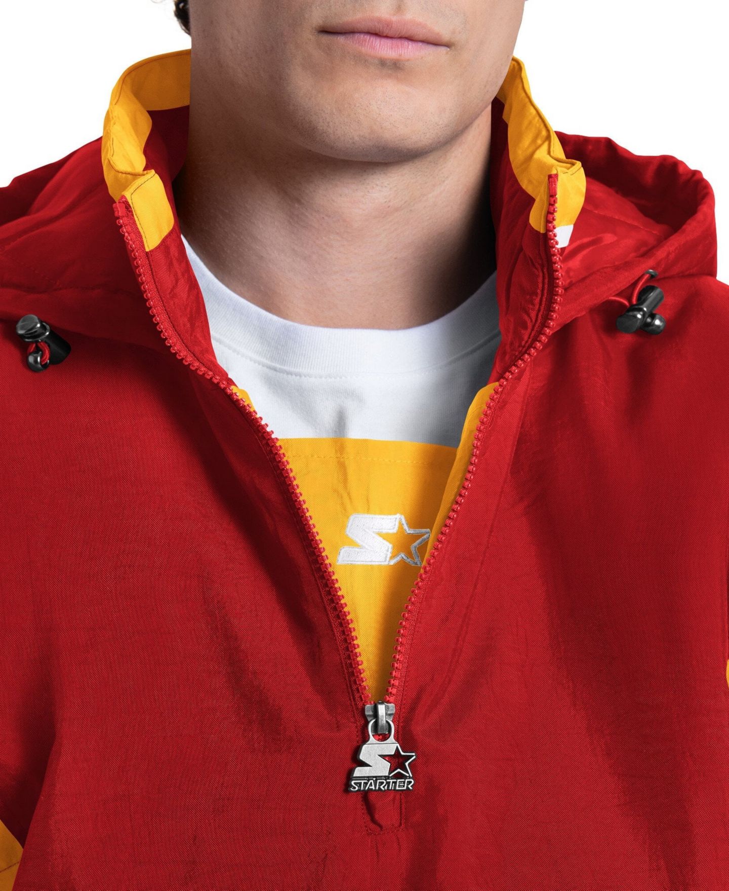Мужская куртка Starter Red Kansas City Chiefs The Throwback Half-Zip Hooded — фото 5