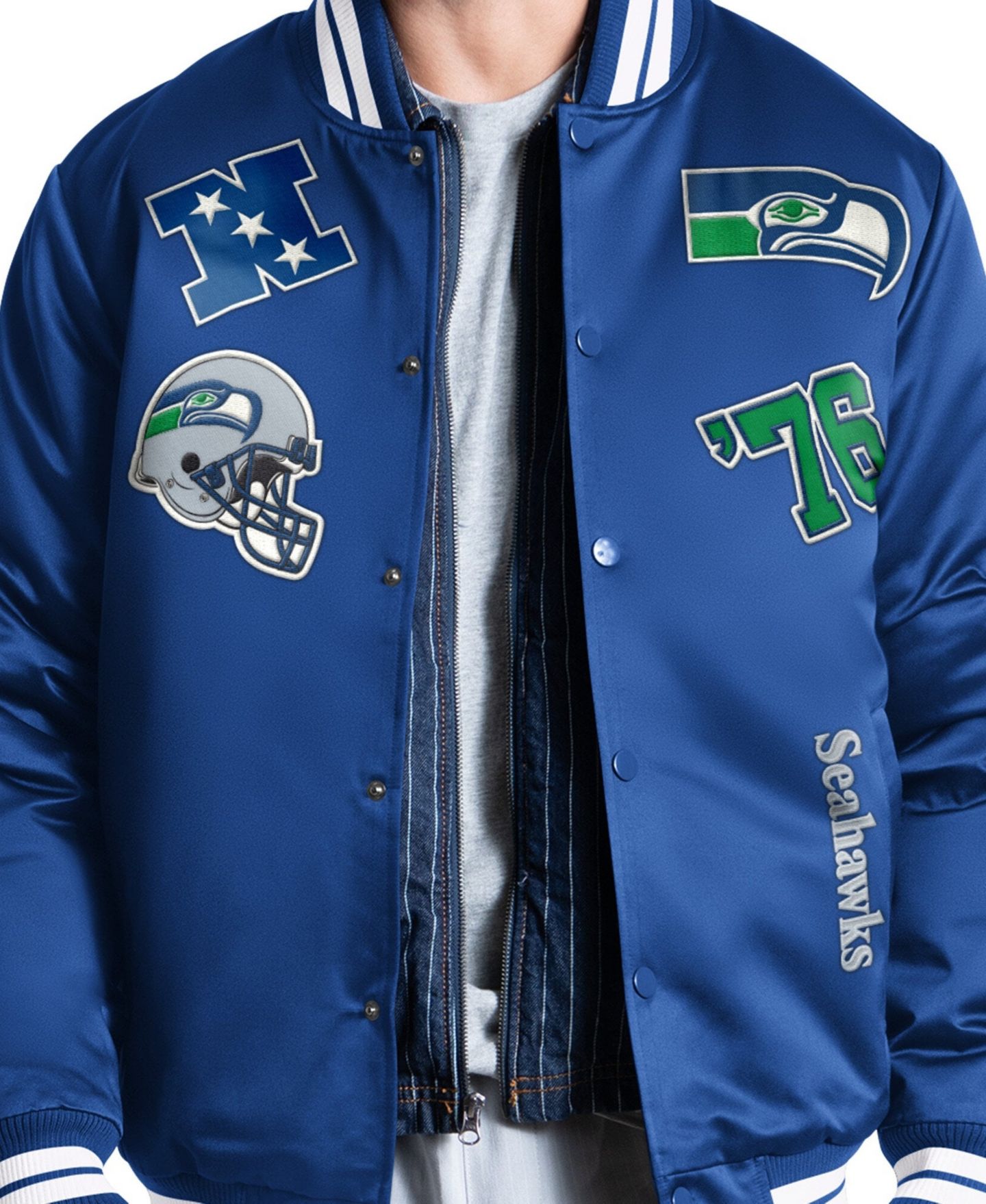 Мужская куртка Starter Royal Seattle Seahawks Elite Full Snap Varsity — фото 3
