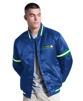 Men's Royal Seattle Seahawks Courtside Varsity Retro Logo Full Snap Jacket
