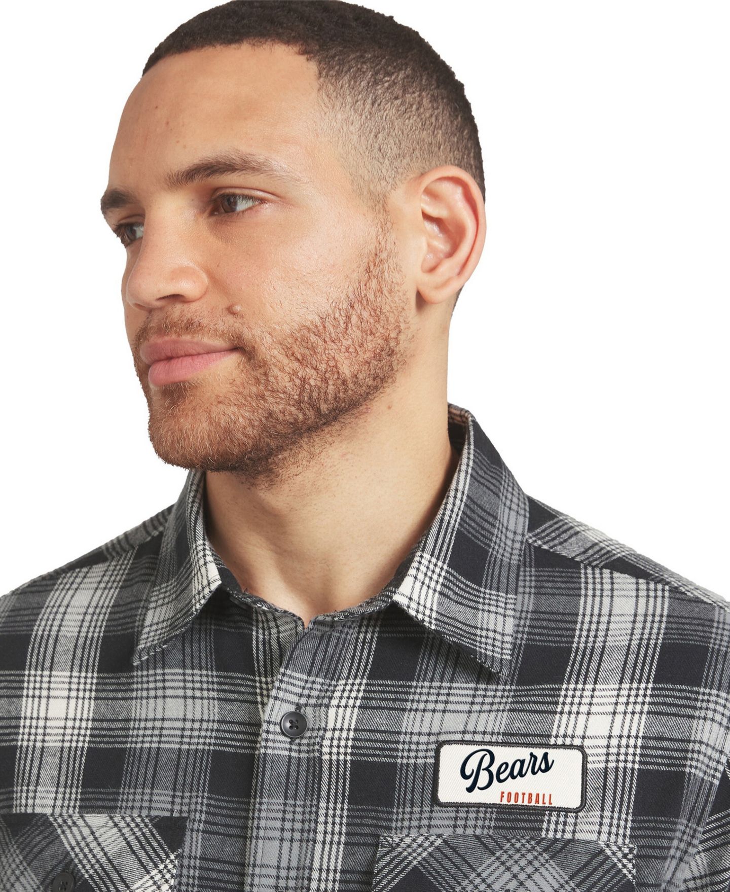 Мужская рубашка Darius Rucker Collection By Fanatics Black Chicago Bears Plaid Button-Up Flannel — фото 5