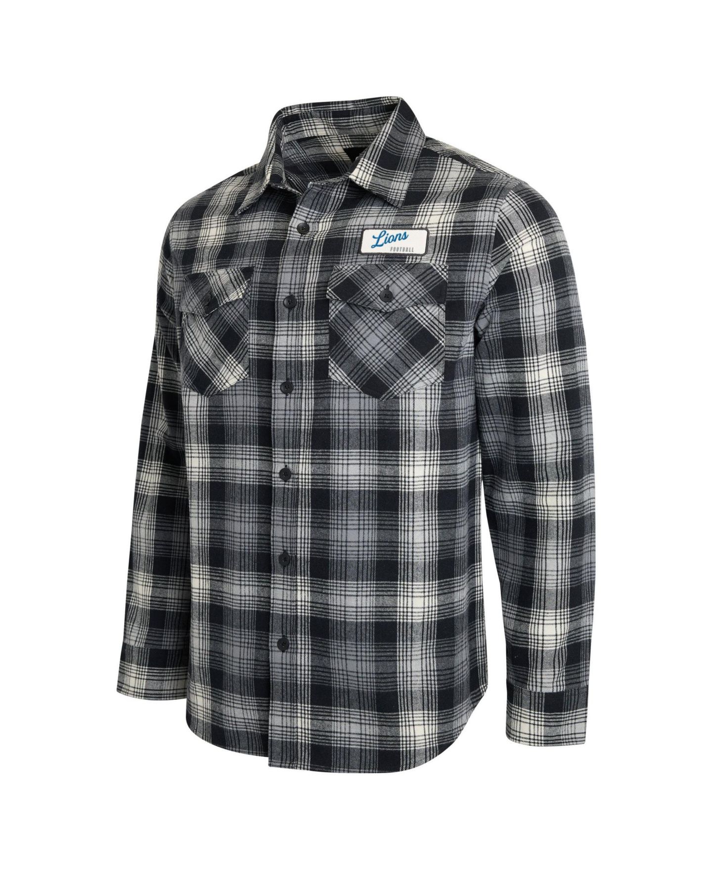 Мужская рубашка Darius Rucker Collection By Fanatics Black Detroit Lions Plaid Button-Up Flannel — фото 3