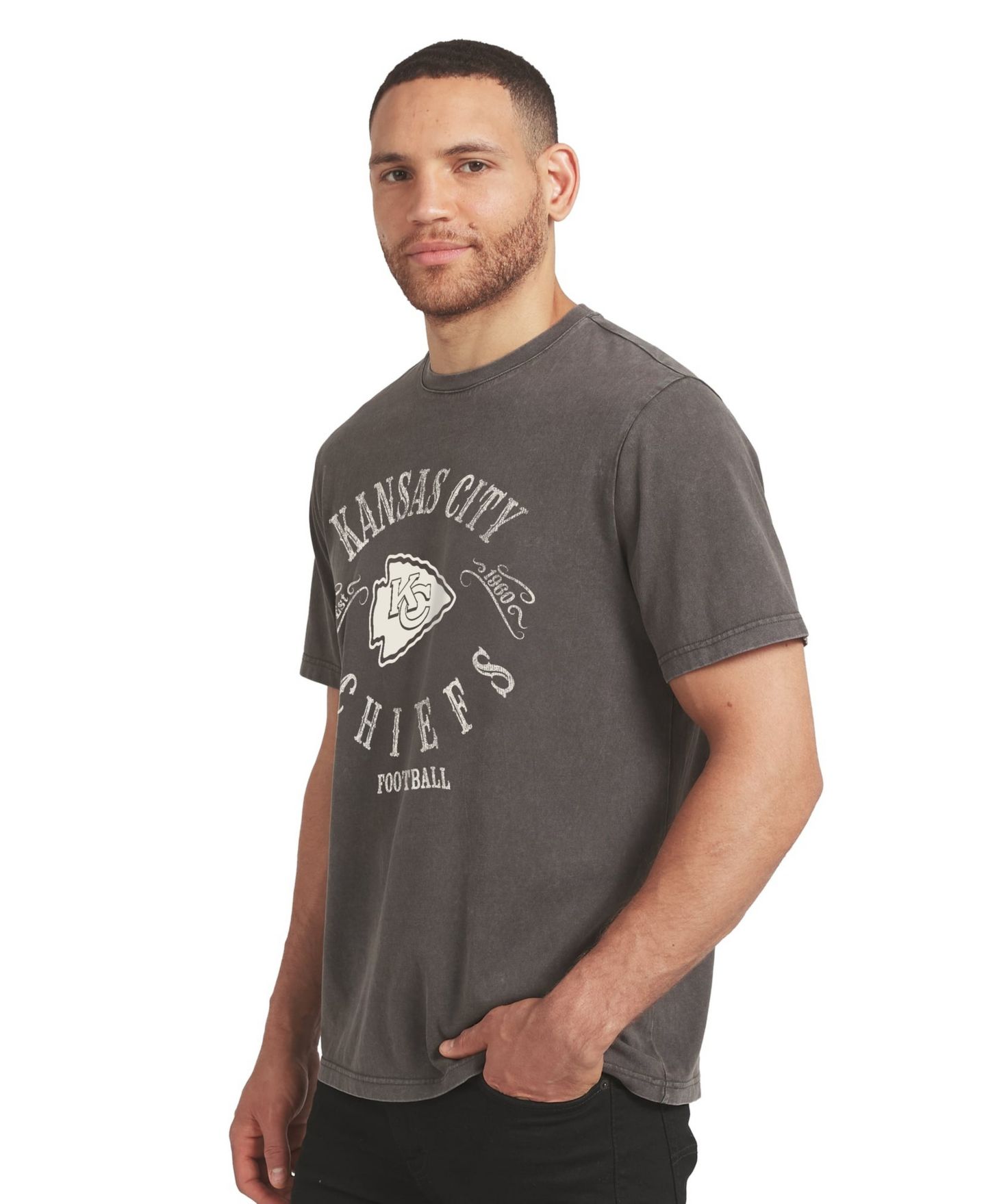 Мужская футболка Darius Rucker Collection By Fanatics Charcoal Kansas City Chiefs Washed — фото 3