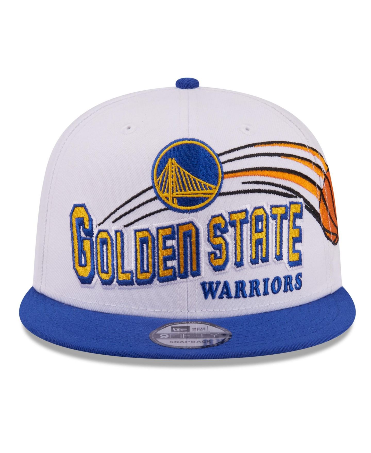 Мужская кепка New Era White/Royal Golden State Warriors Retro Swoop 9FIFTY Snapback Hat — фото 2