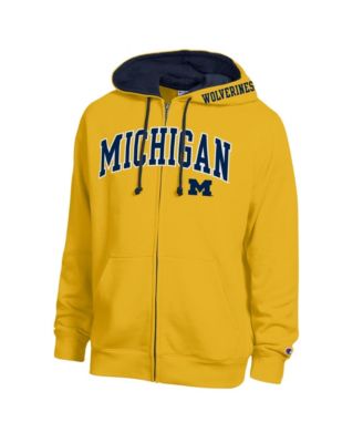 Men's Maize Michigan Wolverines Arch Logo Full-Zip Fleece Hoodie