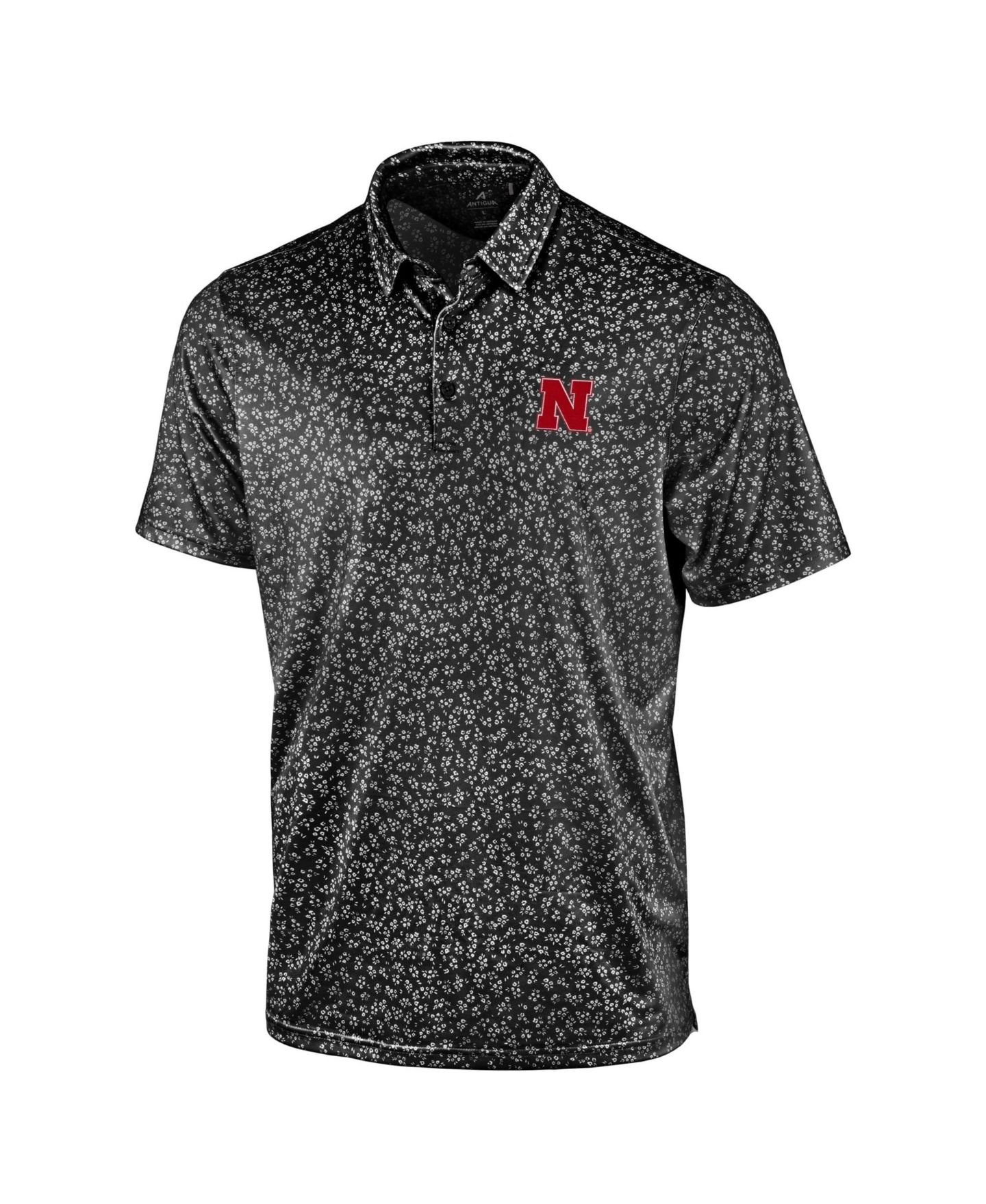 Мужское поло Antigua Black Nebraska Huskers Mono Floral Polo — фото 2