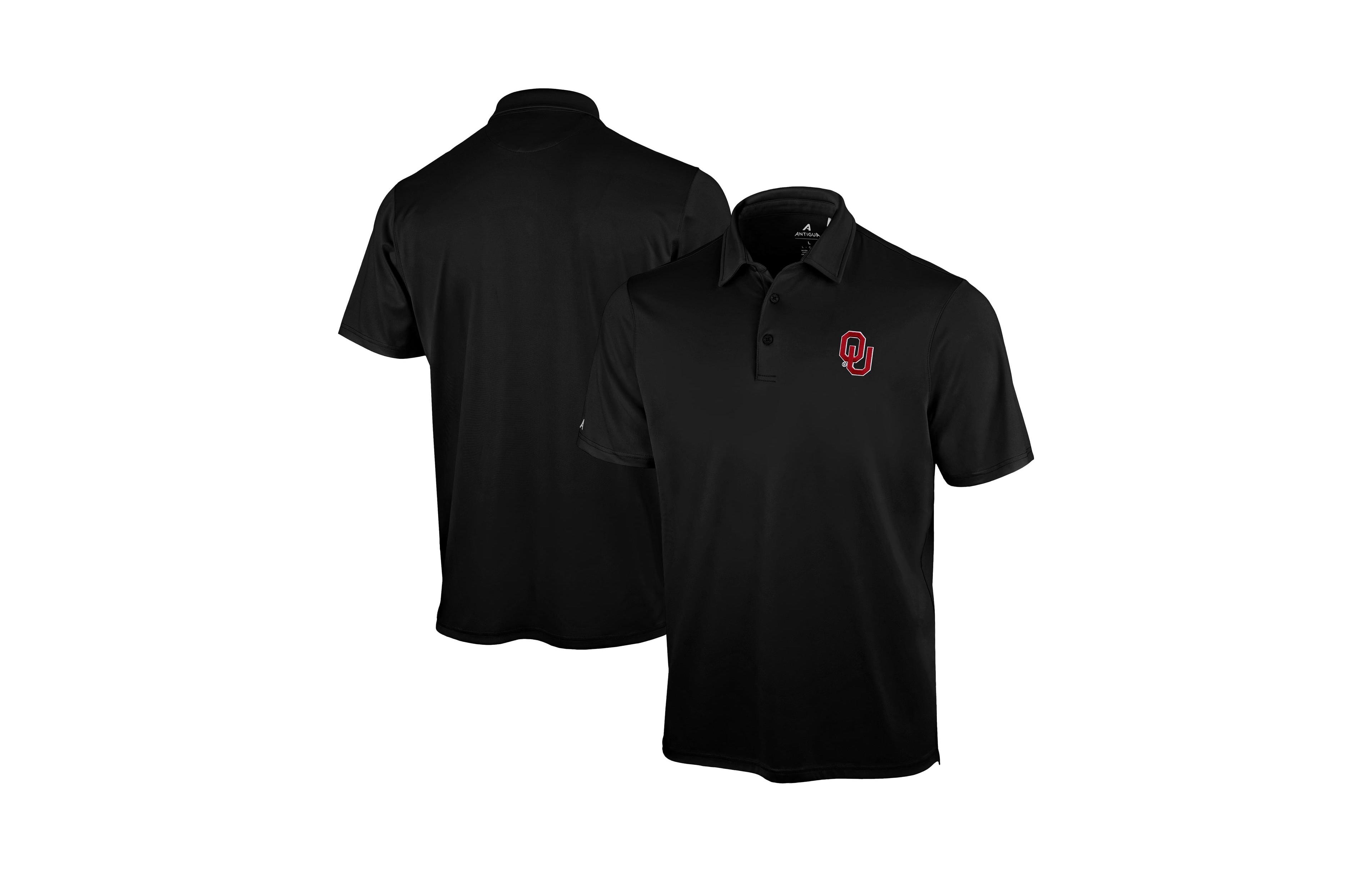 Antigua Men's Black Oklahoma Sooners Unshakeable Solid Polo Shirt